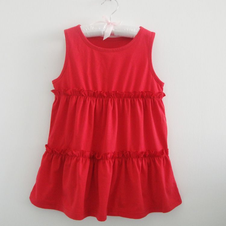 New arrival hot red sleeveless ruffle baby layered dress