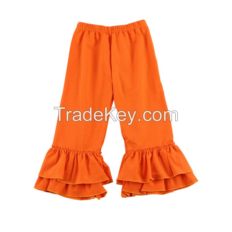 New arrival solid color ruffle baby girls pants for children wear