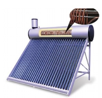 solar water heater with copper coil inside tanks