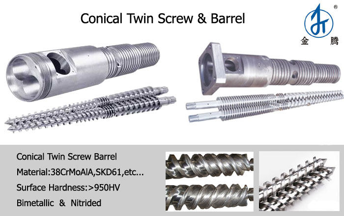 PVC extruder conical twin screw and barrel