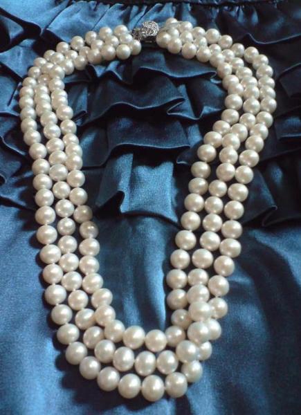 3 Strand Fresh Water White 7mm Necklace