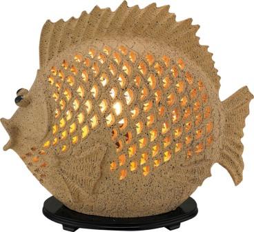 Handmade pottery lamp, fish lamp