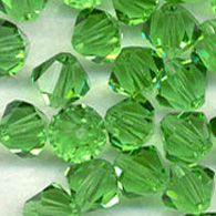 Peridot 3mm, 4mm, 5mm, 6mm, 8mm Crystal Bicone Beads