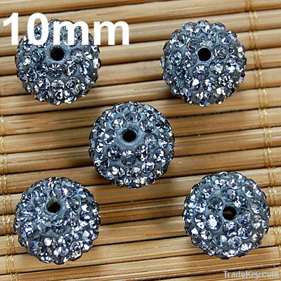 Good Quality Black Diamond Clay Shamballa Pave Beads