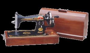 Household sewing machine with handle
