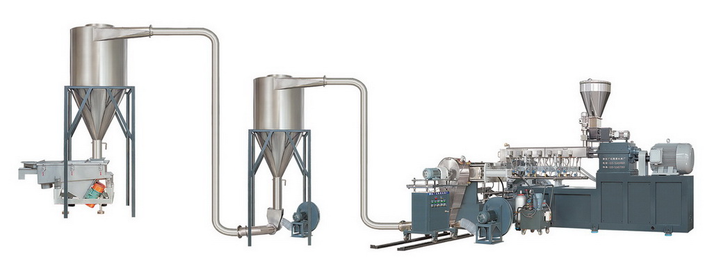 SP tandem line for compounding and air cooling, hot-face pelletizing ma