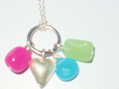 Genuine Gemstone Sterling Silver Heart Necklace