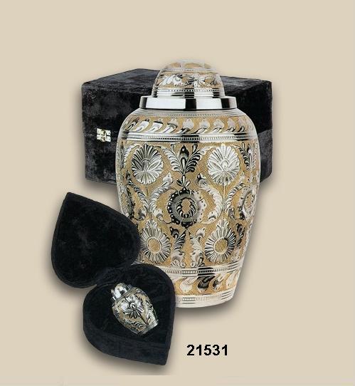 Dynasty Silver-Gold Brass Urns With Keepsake Urn