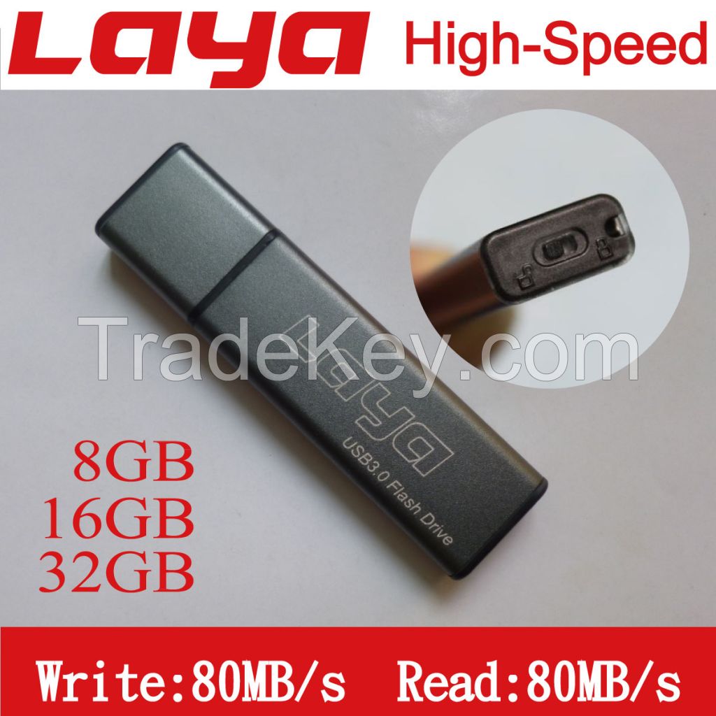 Super Speed. USB3.0 Flash Drive with write protect switch ,SLC Memory. Write/Read speed 80MB/s
