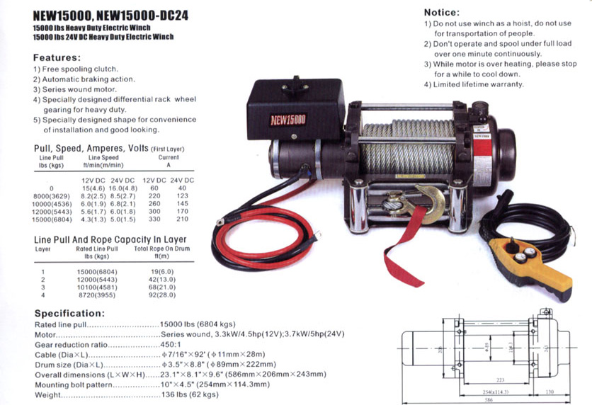 NEW15000  ELECTRIC WINCH