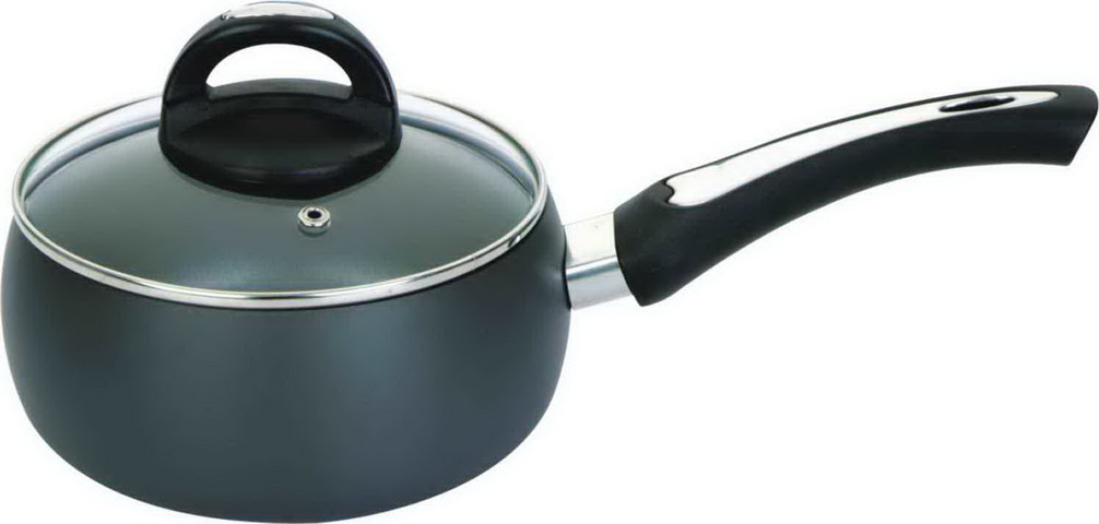 hard-anodized aluminum saucepan