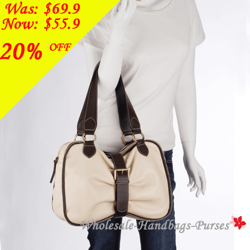 Get Nicole Richieâs look :Nicole Richie Beige Leather Handbag