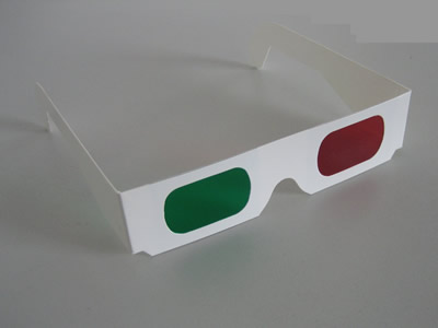 Paper red cyan 3D glasses
