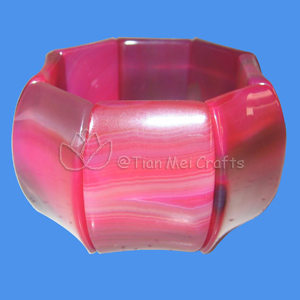 Pink agate curved bracellet - JW0154