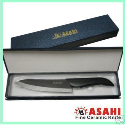 Asahi 6" Black Ceramic Chefs Knife in gift box