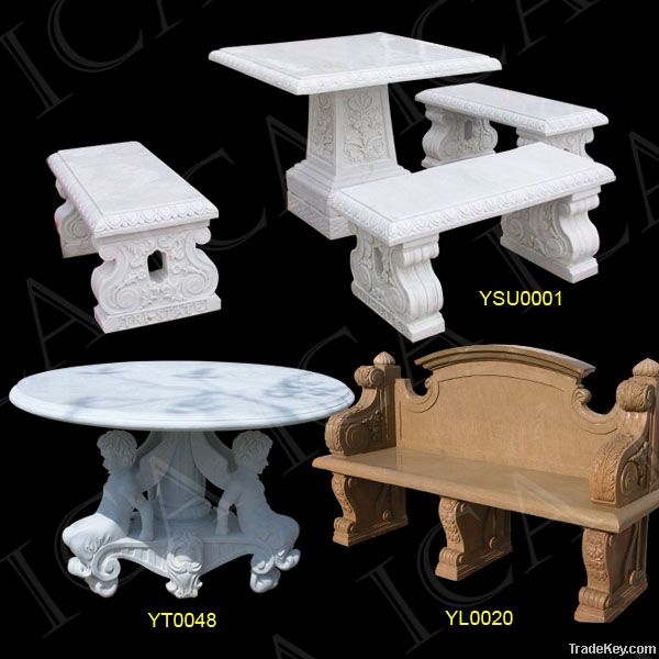 Garden marble bench, garden stone table, stone bench