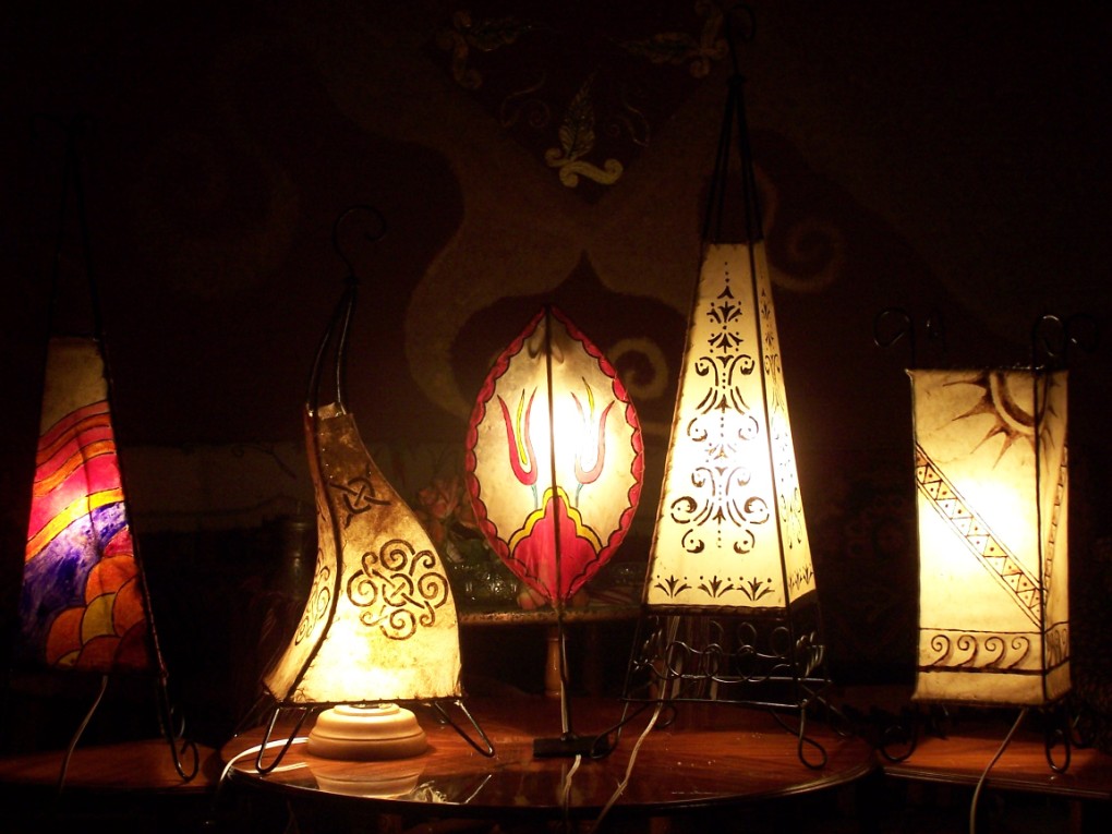 Handicraft natural leather lamp