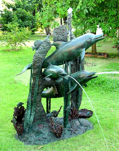 3 BRONZE DOLPHINS FOUNTAINS