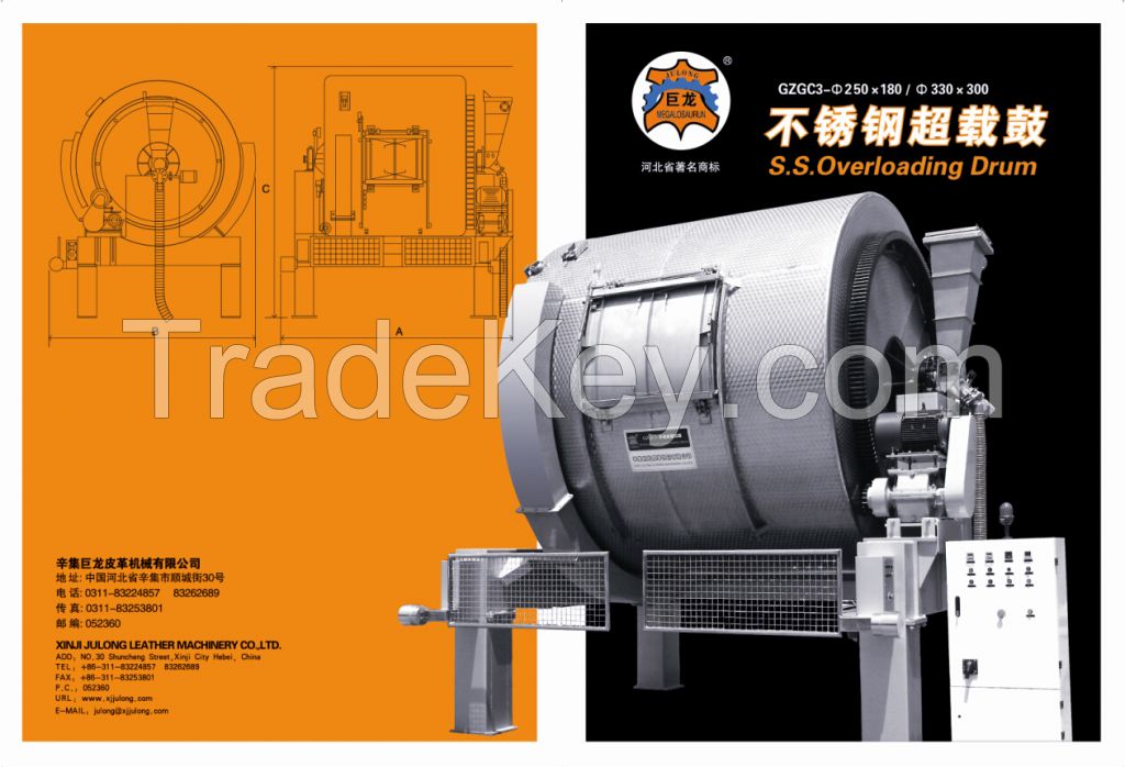 Stainless Steel Overloading Drum For Retanning and Dyeing