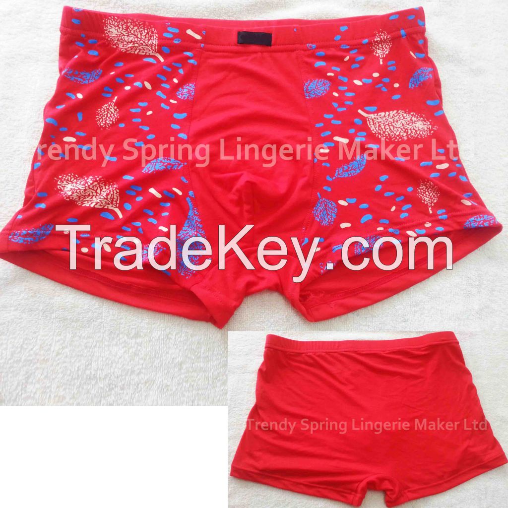 Trendy red men's soft boxer shorts