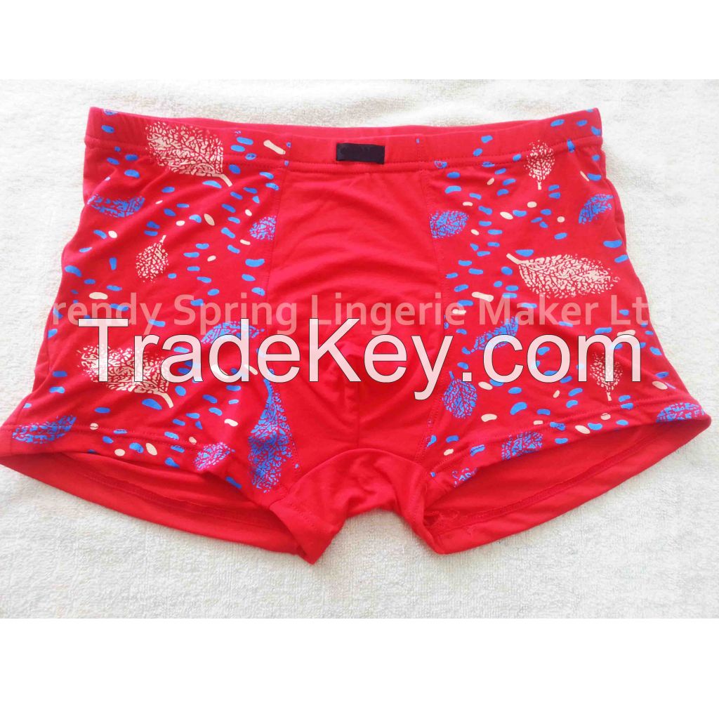 Trendy red men's soft boxer shorts