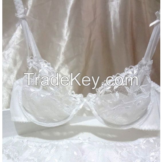 Women Sexy Underwear Transparent Embroidery Lace Bra Sets[Small order are welcomed]