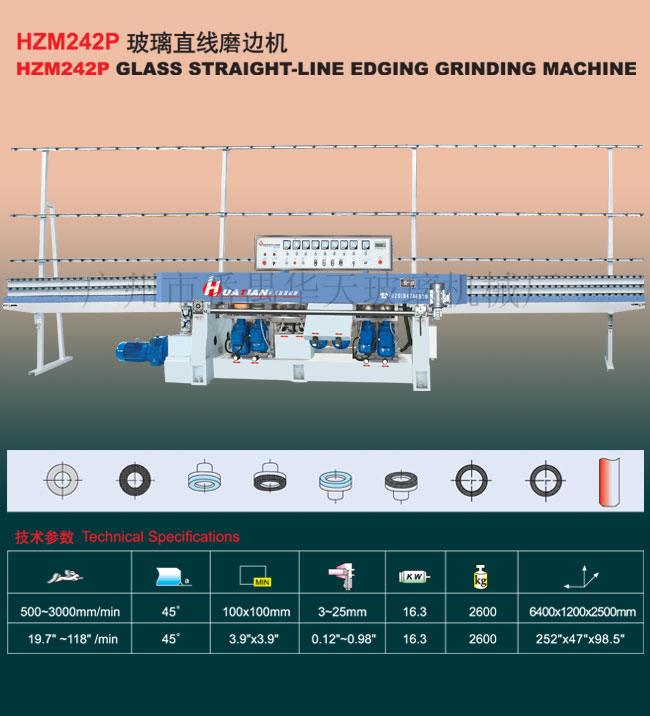 Glass straight-line edging grinding machine