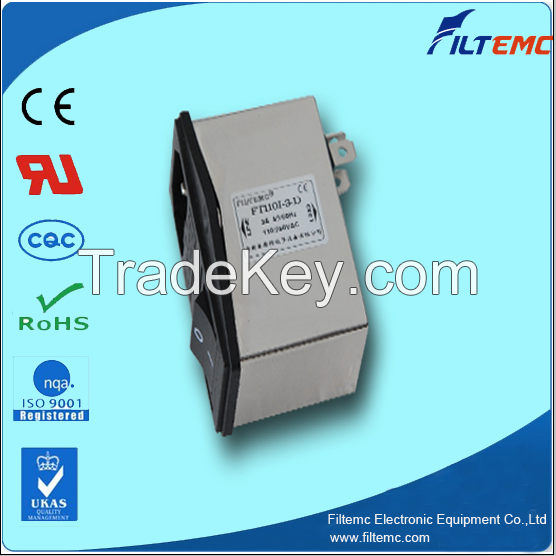 IEC socket filter with fuse and switch control/EMI filter