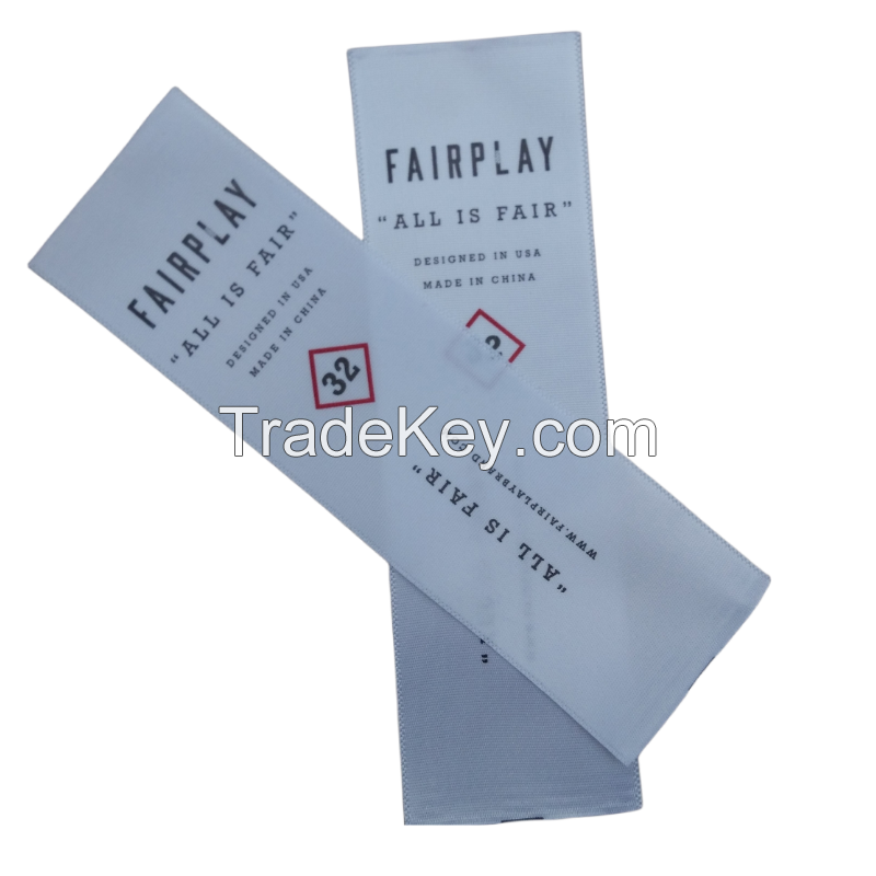 Custom Brand Name Logo High Density End Folded Garment Textile Neck Woven Tags Labels Polyester Size for Clothing Shoes Bags
