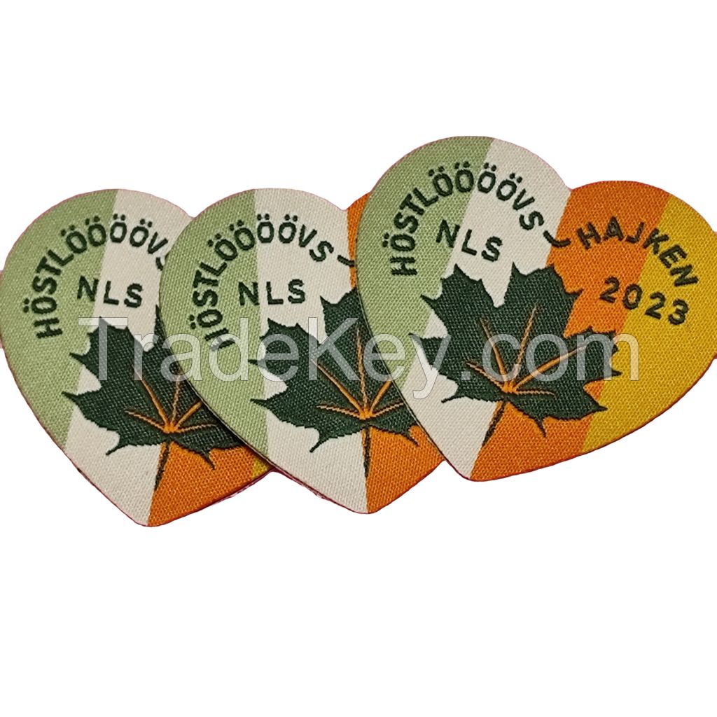 Custom Shaped Brand Name Woven Label Patches Embroidery Thread Badges Garment Printed Labels