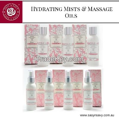 hydrating mists and massage oils 