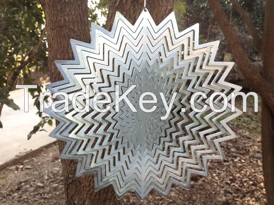  	12'' Iron Splash Wind Spinner 3D Sun types Bright Reflective Highly Polished Stainless Steel Material Hanging Metal Disks 