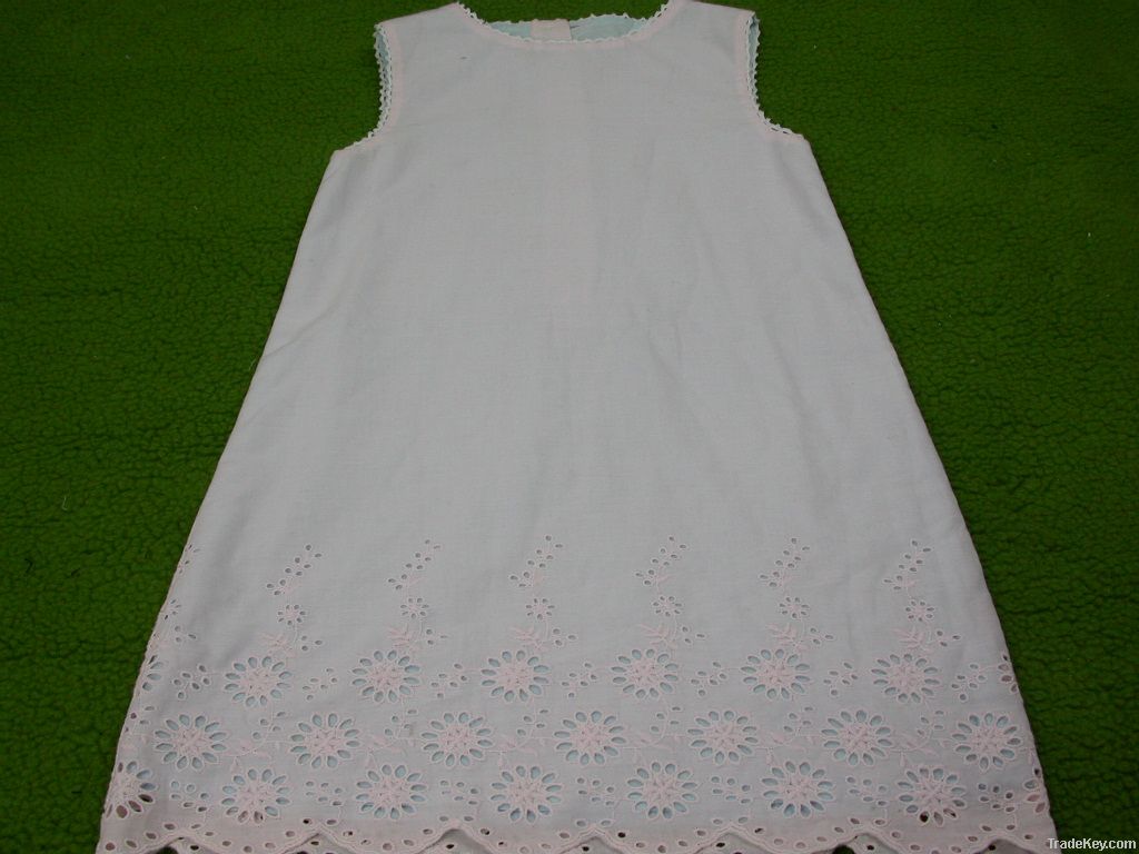 100% cotton embroidered girls A line dress