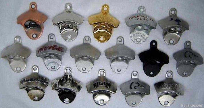 Wall mounted bottle opener