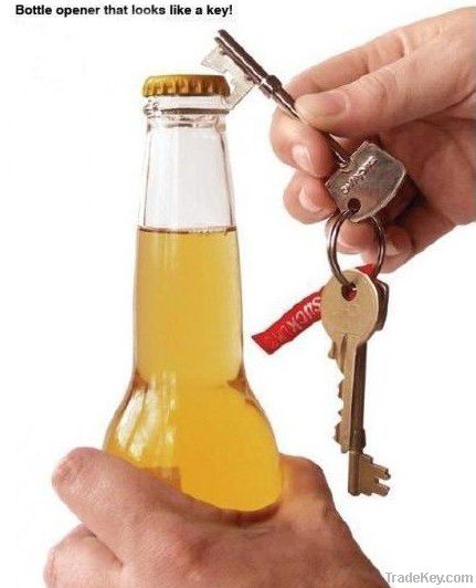 Custom metal key bottle opener keychain with engraved or embossed logo