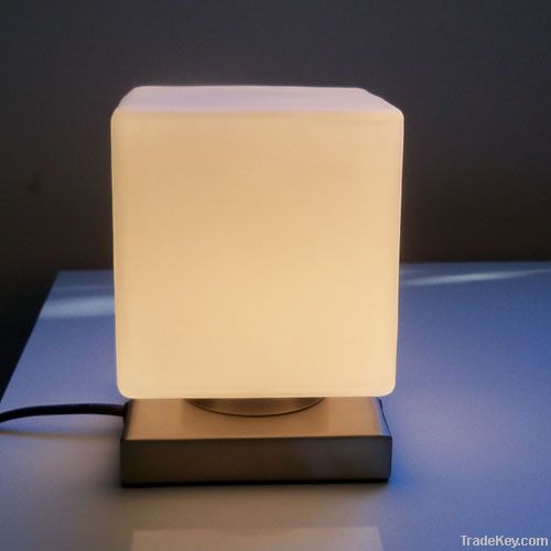 Glass cube touch table lamp