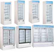 Glass door refrigerator and freezer showcase