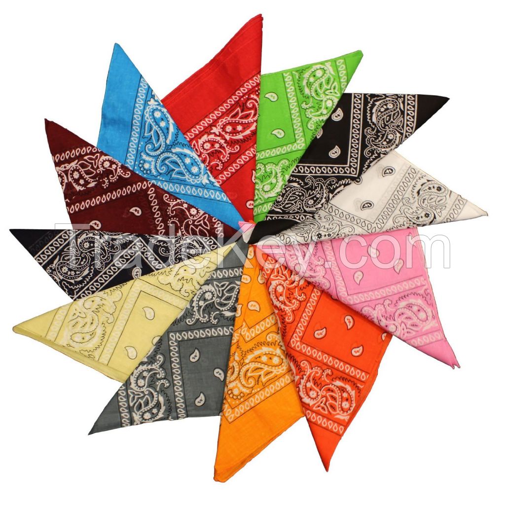 Custom Promotional Paisley Printed Square Cotton Bandana Wholesale