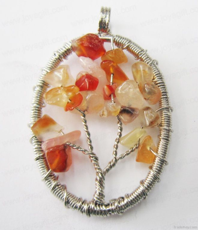 gemstone pendant, lucky tree pendant, brithday pendant