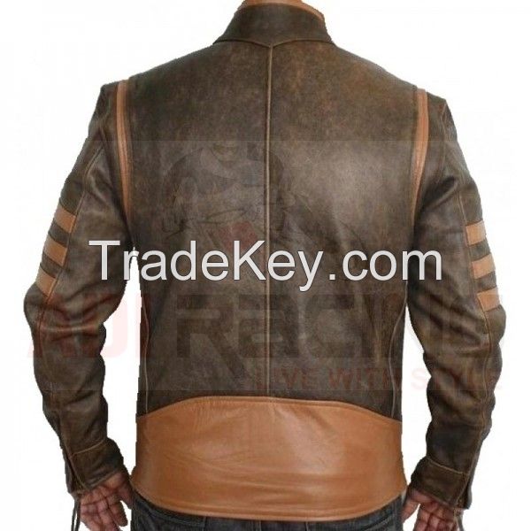 X-Men Wolverine Origins Bomber Style Brown Real Leather Jacket All sizes