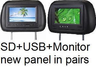 7 inch headrest monitor with USB.SD in pairs