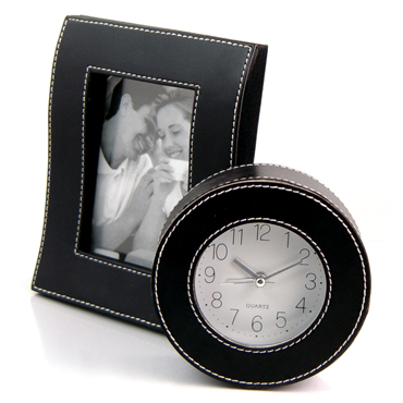 table clock and photo frame