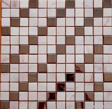 glass mosaic(mixed stainless steel )