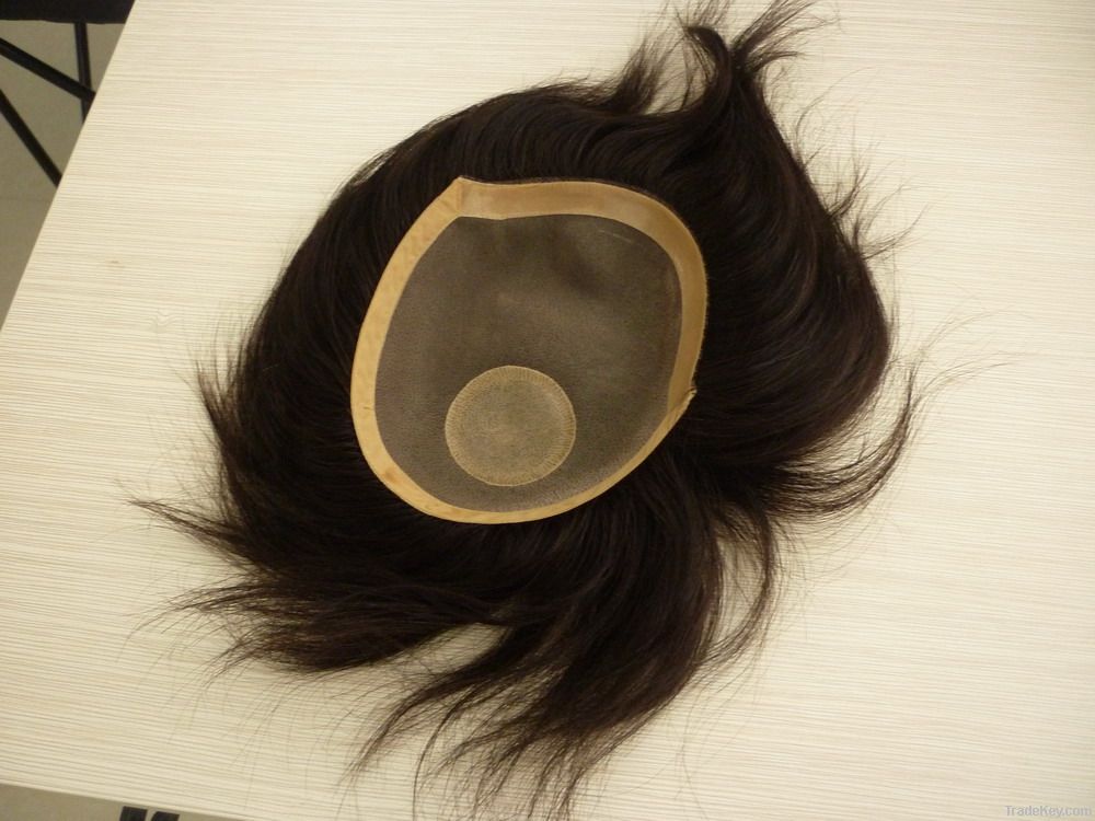 100% human hair men's toupee