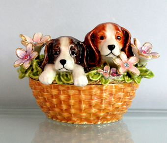 Puppy basket jewelry box