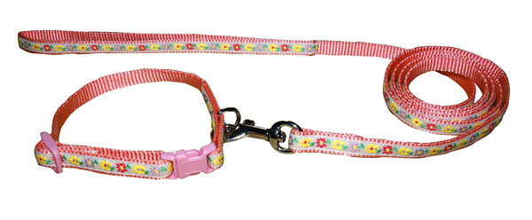 nylon pet collar/leash set, jacquard pattern dog collar, leash,