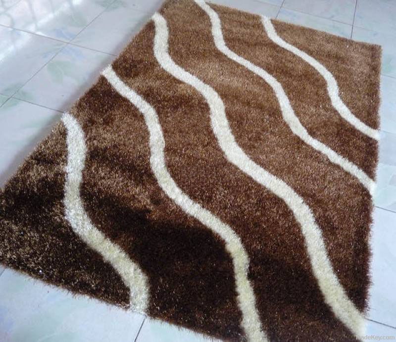 Polyester shaggy carpet rug