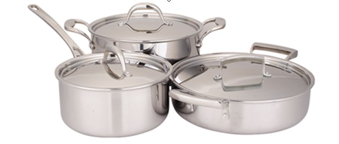 Tri-ply stainless 6pc cookware set