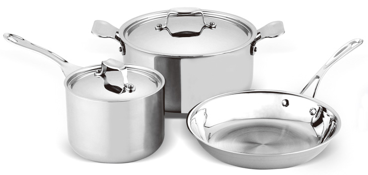 Tri-ply stainless 5pc cookware set