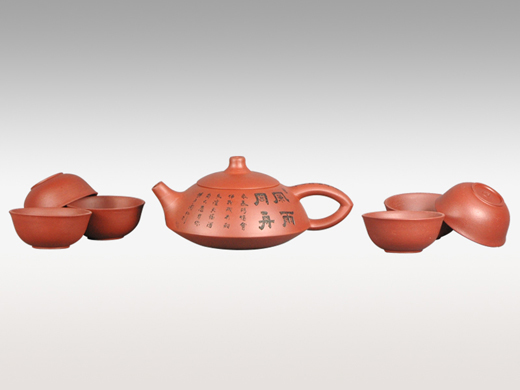 Purple clay tea set